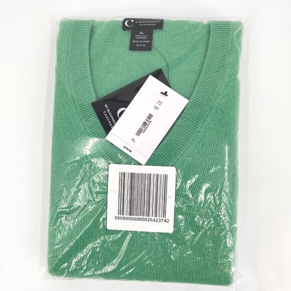 C by Bloomingdale's Women Cashmere Knit V-neck Sweater in Fern Green Size XS - Picture 2 of 2